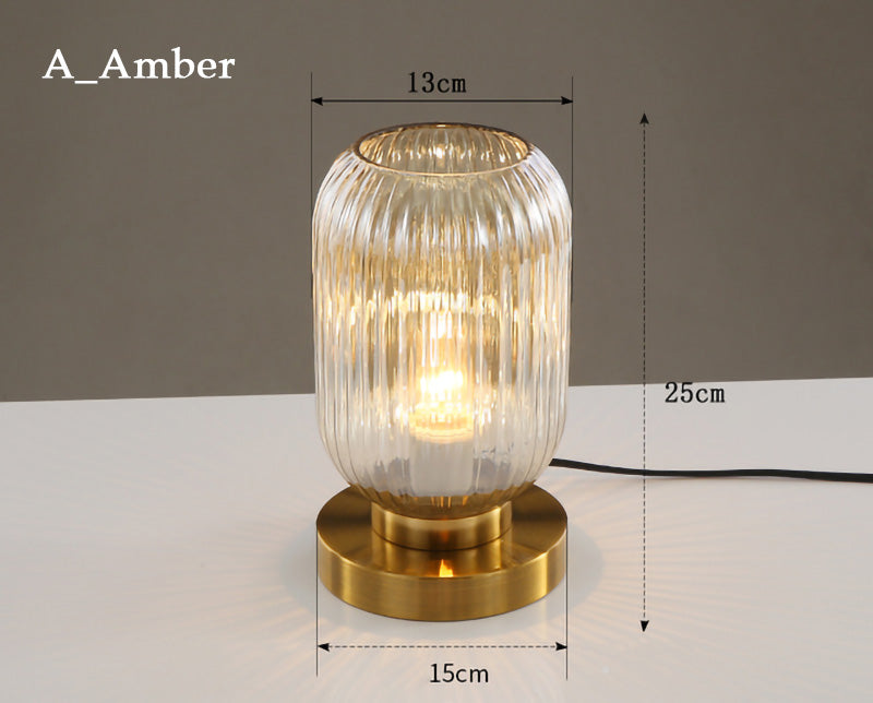Nordic Amber Table Lamp with Stained Glass Shade