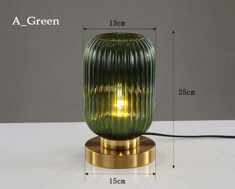 Nordic Amber Table Lamp with Stained Glass Shade