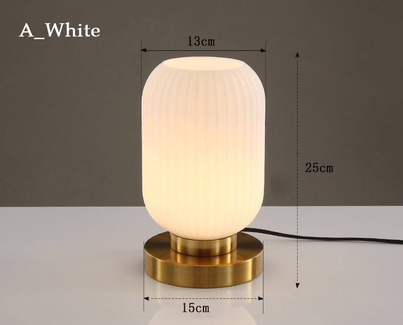 Nordic Amber Table Lamp with Stained Glass Shade