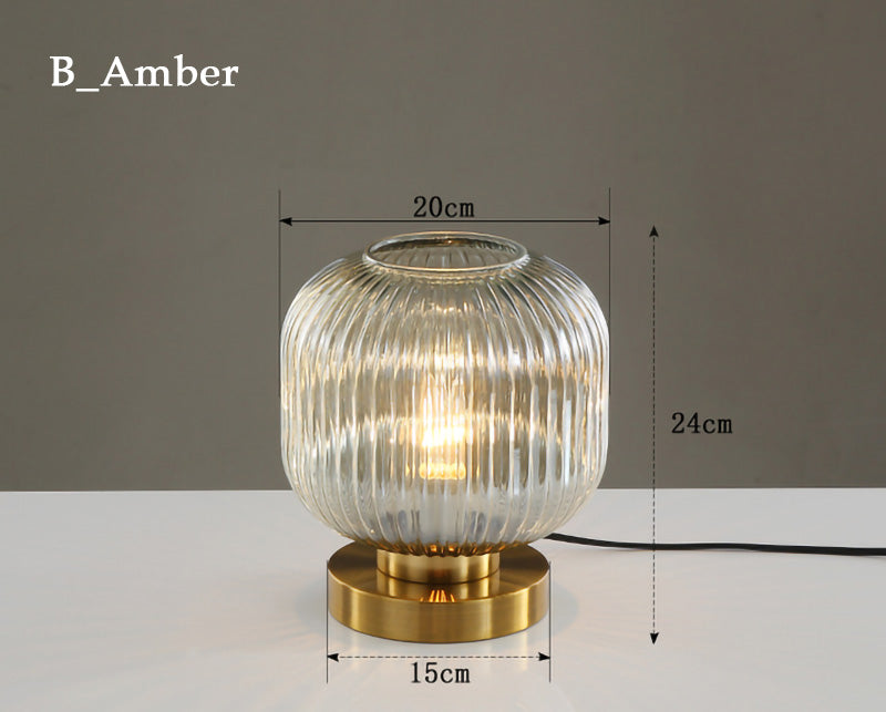 Nordic Amber Table Lamp with Stained Glass Shade