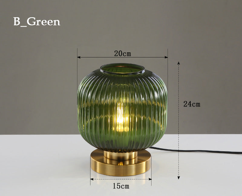 Nordic Amber Table Lamp with Stained Glass Shade