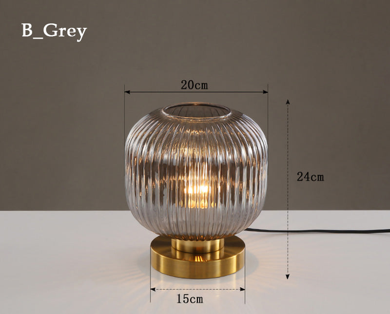 Nordic Amber Table Lamp with Stained Glass Shade