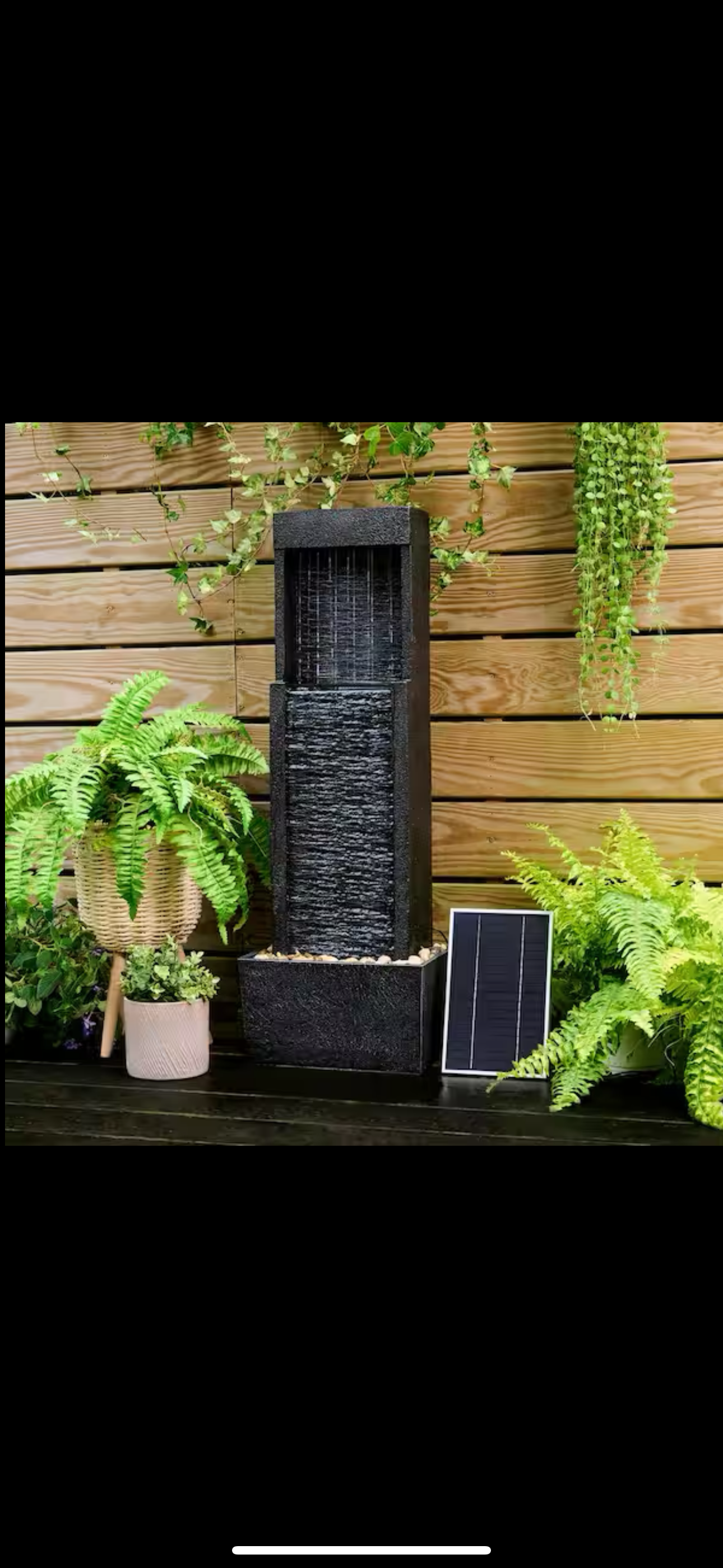 38-Inch Solar-Powered Gray Slate Waterfall Fountain with LED Lights