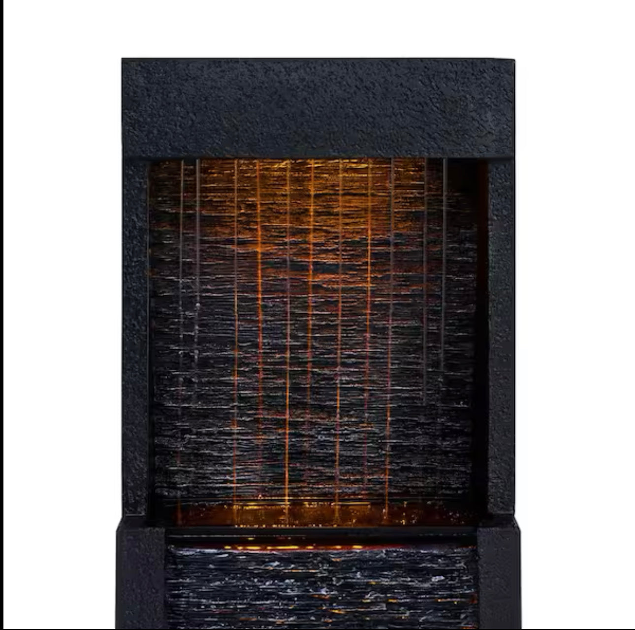 38-Inch Solar-Powered Gray Slate Waterfall Fountain with LED Lights