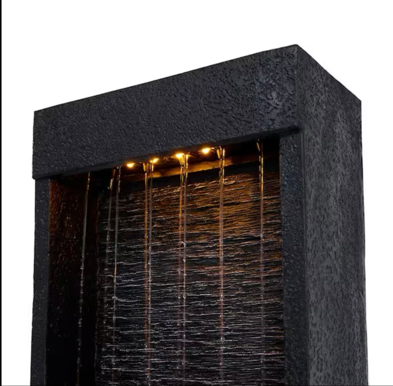 38-Inch Solar-Powered Gray Slate Waterfall Fountain with LED Lights
