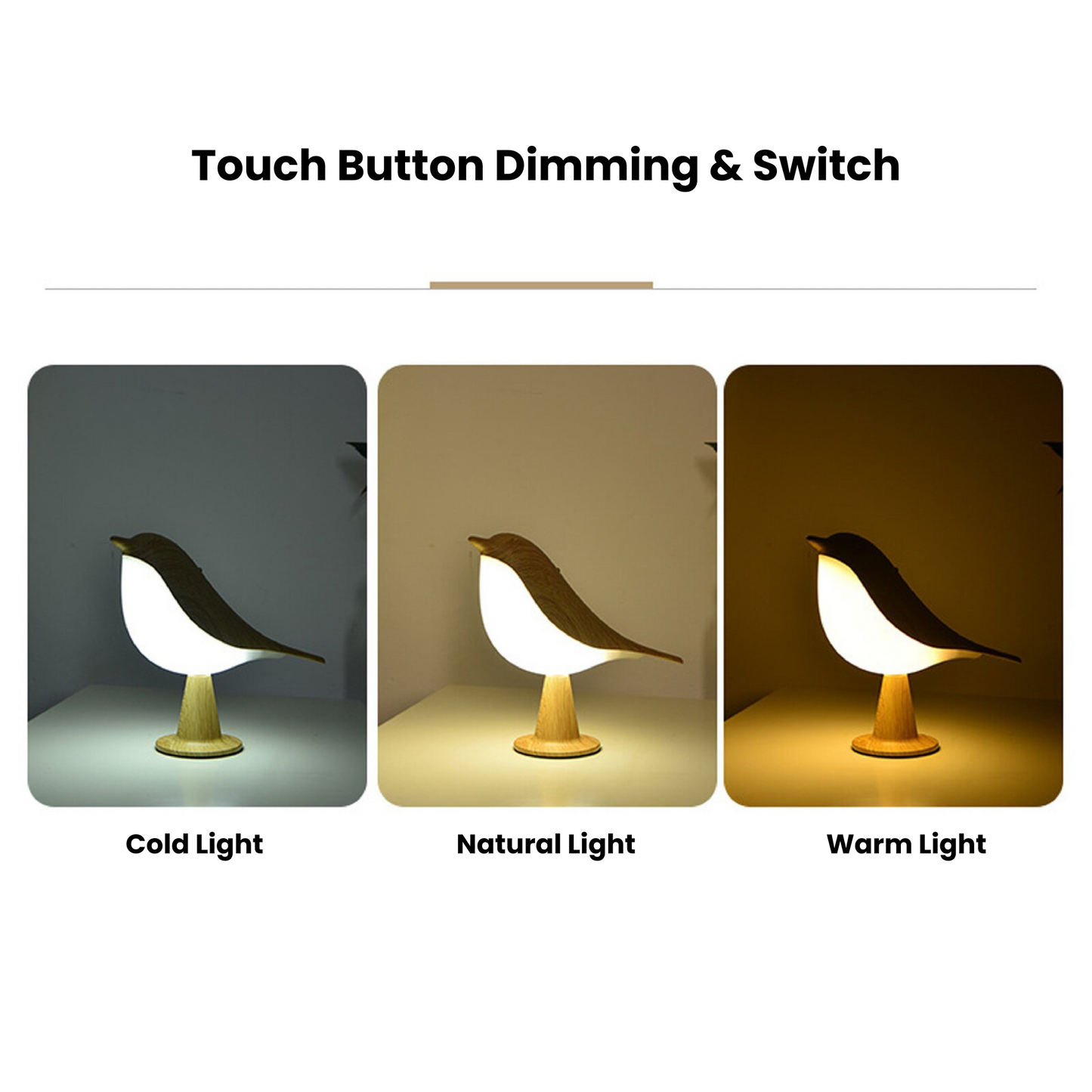 Bird Lamp Dimmable LED Cordless Table Nightstand Light