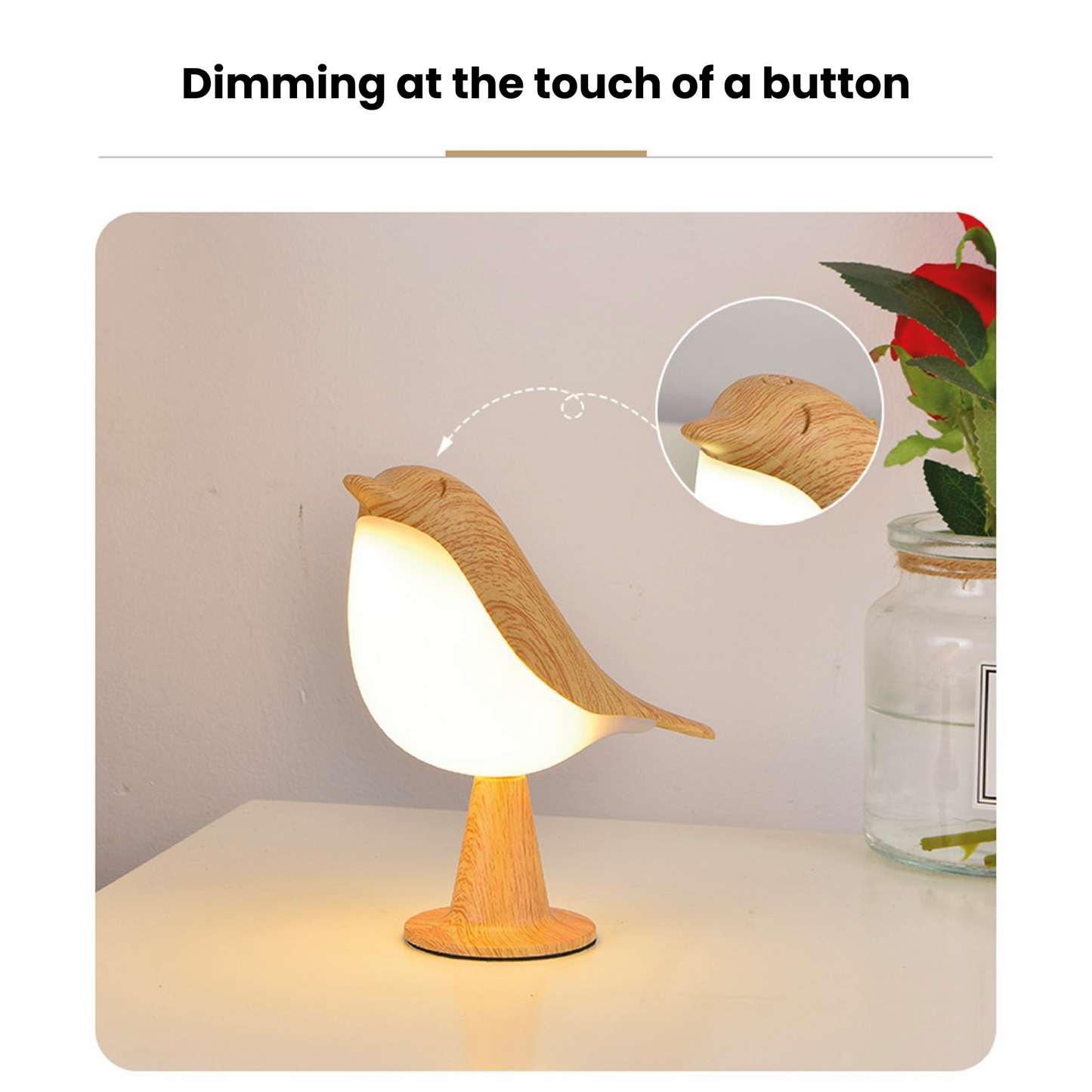 Bird Lamp Dimmable LED Cordless Table Nightstand Light