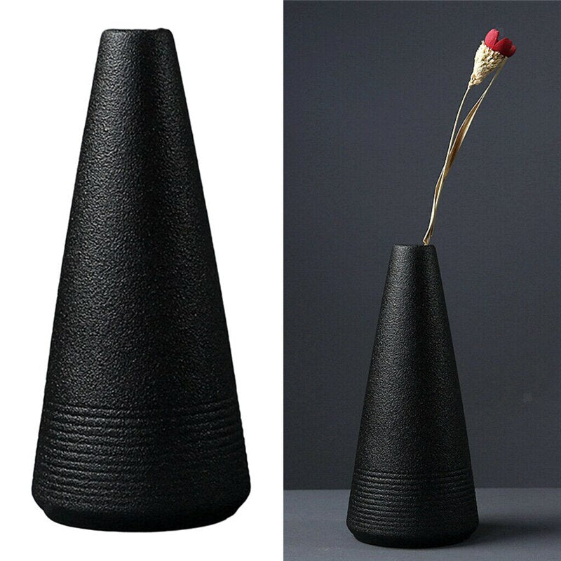 Black Ceramic Vase for Home and Garden