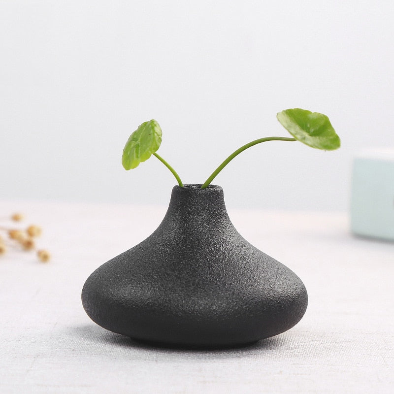Black Ceramic Vase for Home and Garden