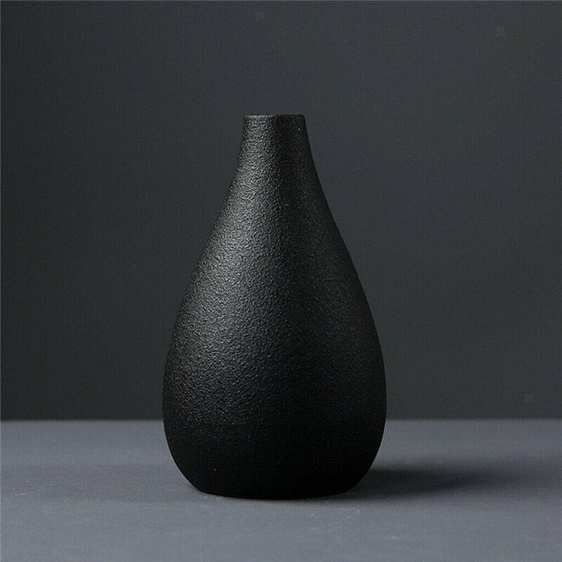 Black Ceramic Vase for Home and Garden
