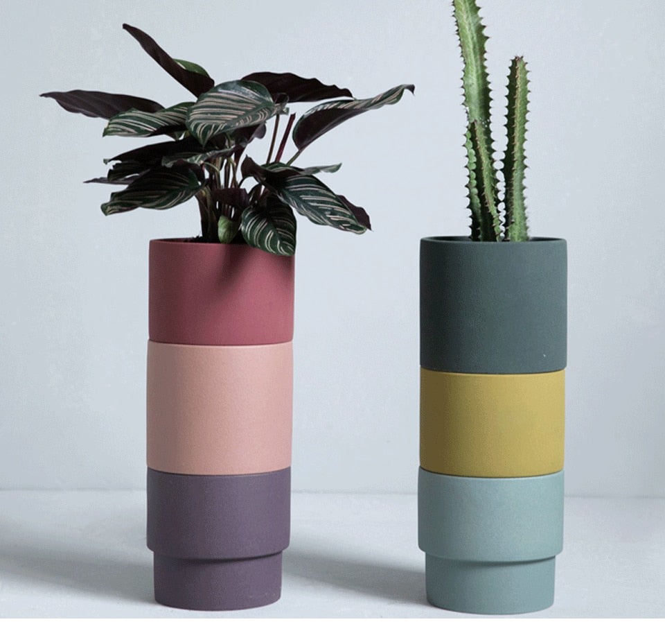 Bright Porcelain Stackable Flowerpot Planters