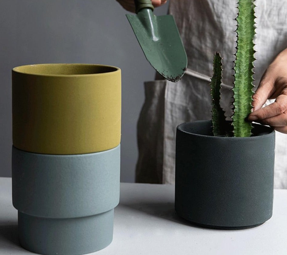 Bright Porcelain Stackable Flowerpot Planters