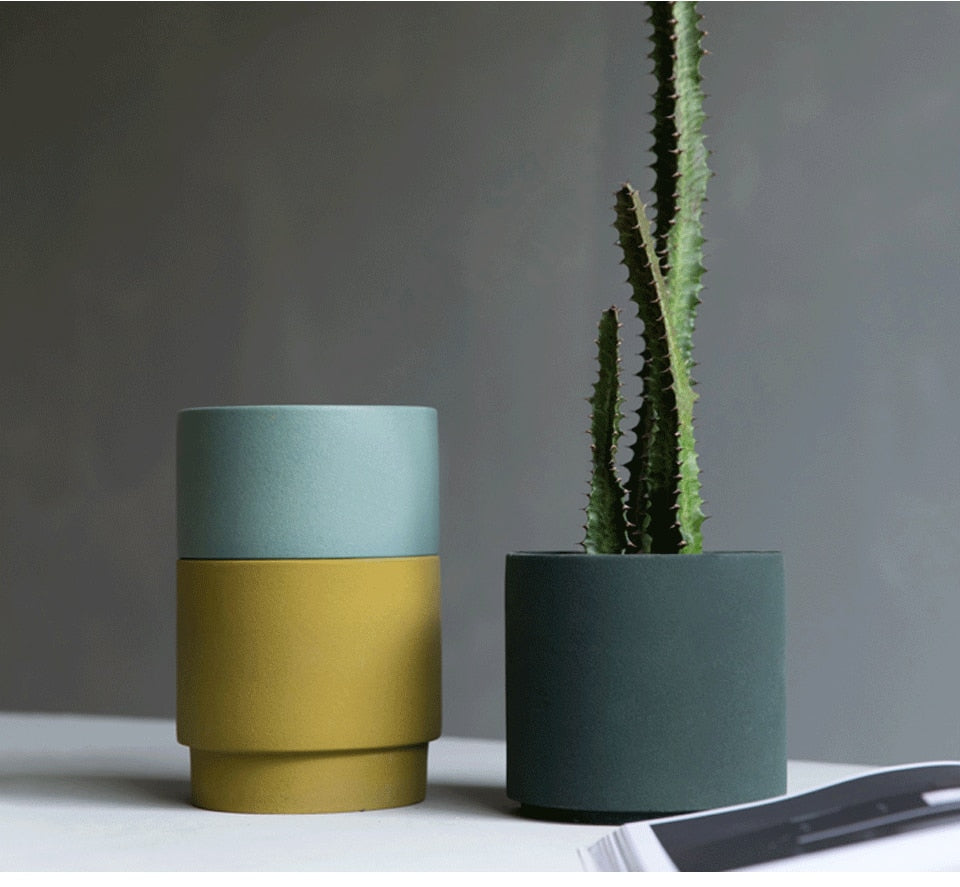 Bright Porcelain Stackable Flowerpot Planters