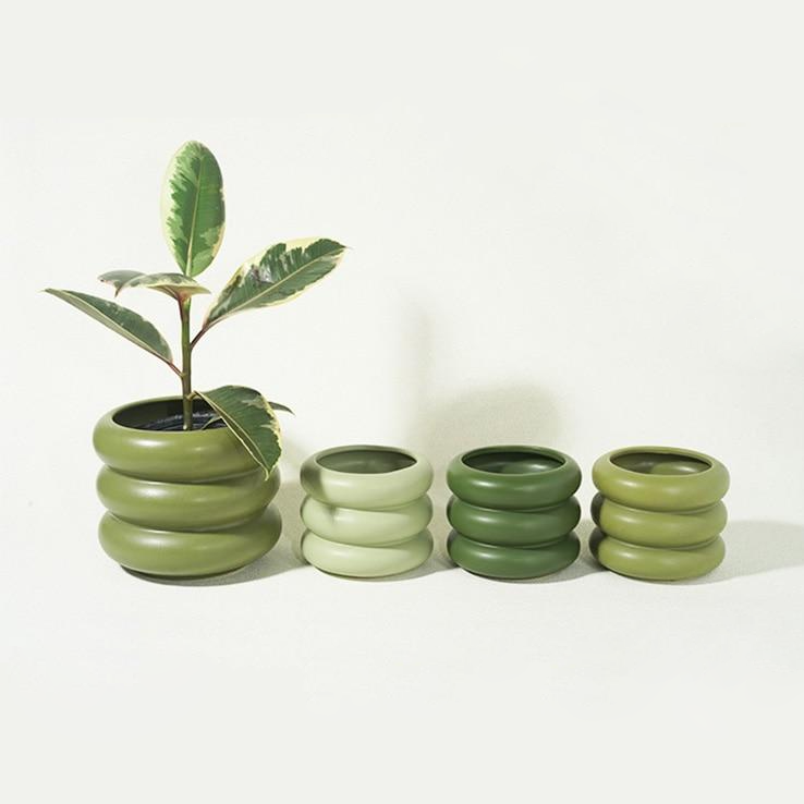 Bubble Glass Planter Vase - Ceramic Round Design