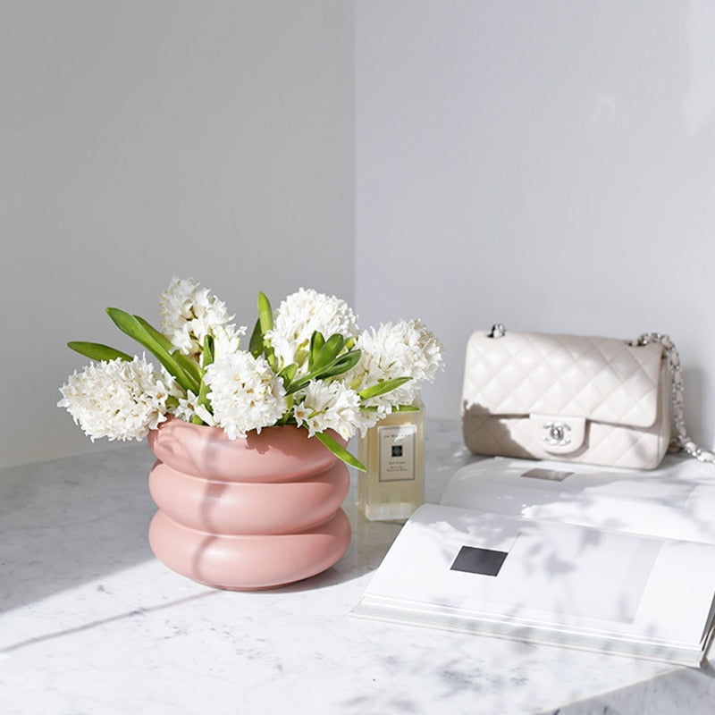 Bubble Glass Planter Vase - Ceramic Round Design