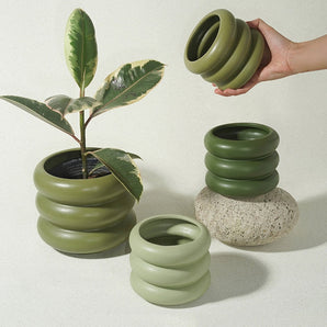 Bubble Glass Planter Vase - Ceramic Round Design