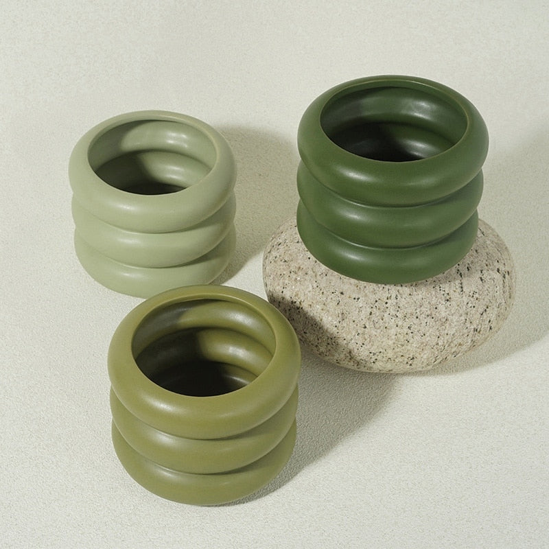 Bubble Glass Planter Vase - Ceramic Round Design