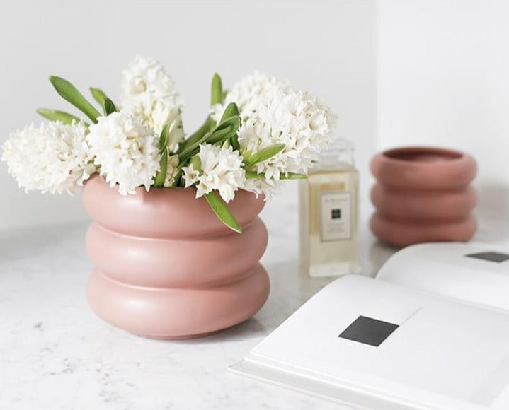 Bubble Glass Planter Vase - Ceramic Round Design