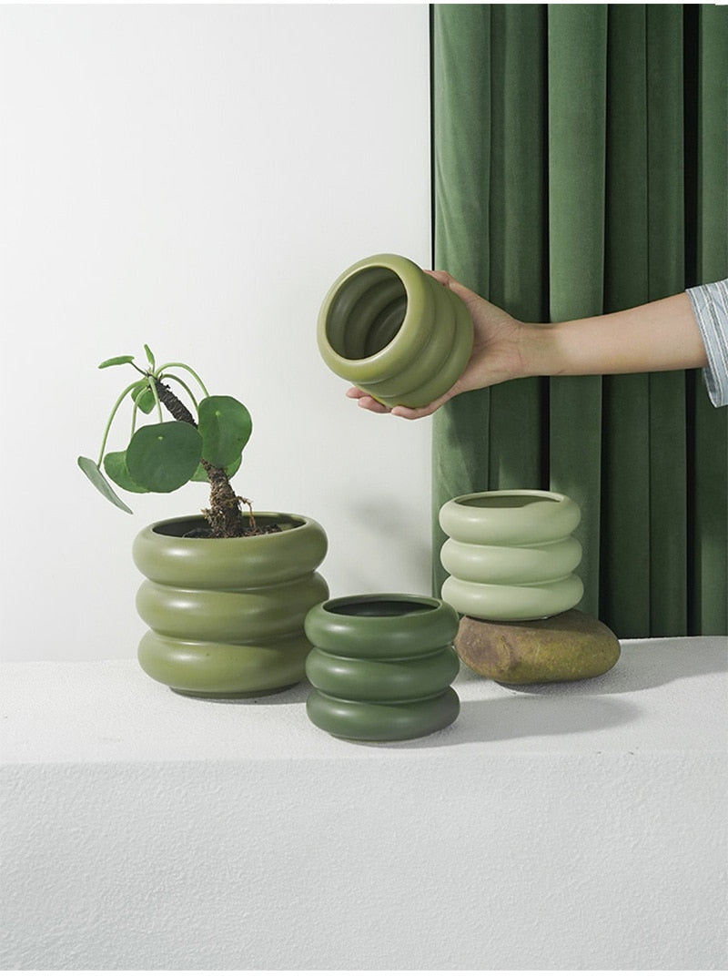 Bubble Glass Planter Vase - Ceramic Round Design