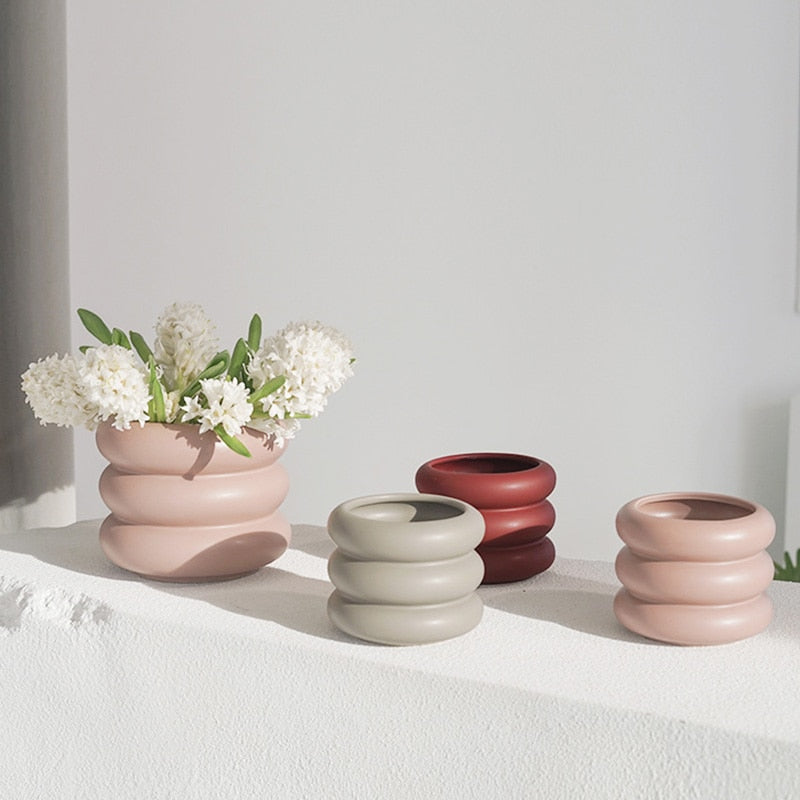Bubble Glass Planter Vase - Ceramic Round Design