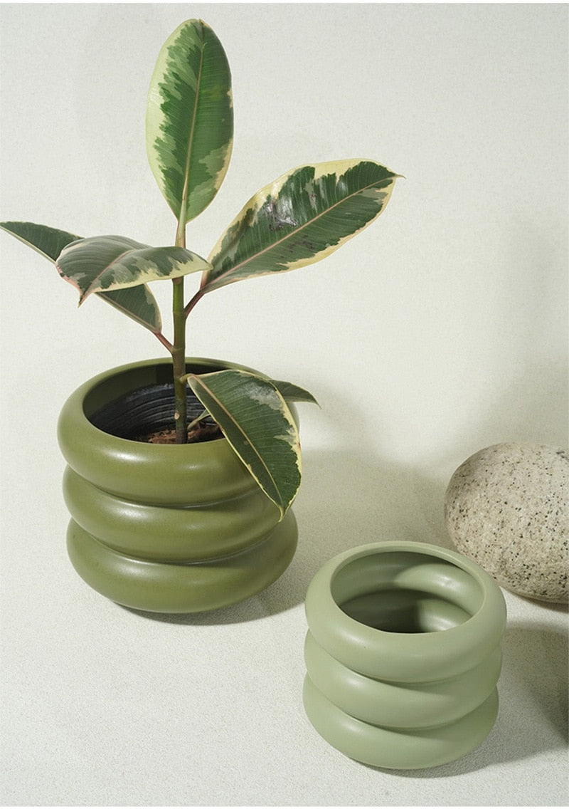 Bubble Glass Planter Vase - Ceramic Round Design