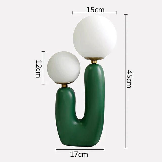 Cactus Design Table Lamp with Milk Glass Globes and LED Innovation