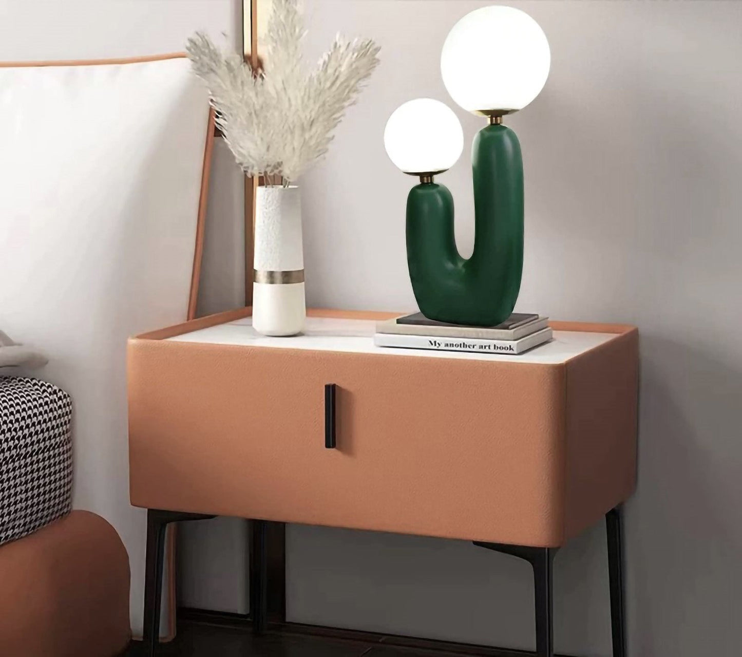 Cactus Design Table Lamp with Milk Glass Globes and LED Innovation