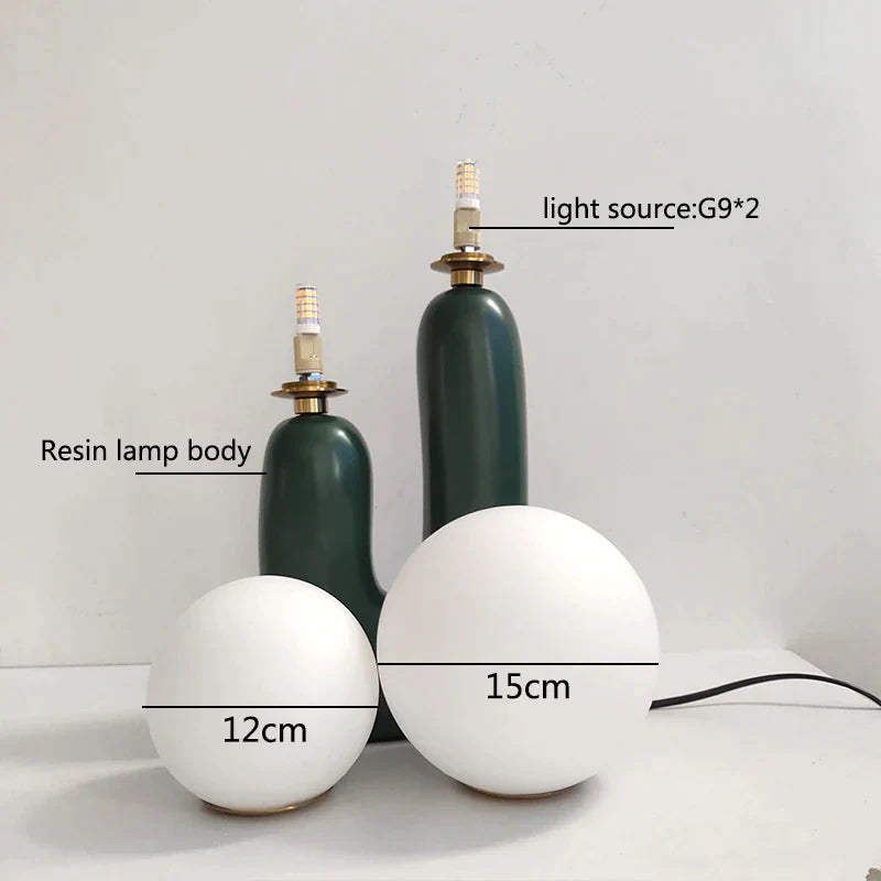 Cactus Design Table Lamp with Milk Glass Globes and LED Innovation