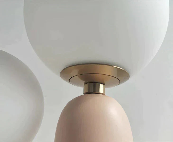Cactus Design Table Lamp with Milk Glass Globes and LED Innovation