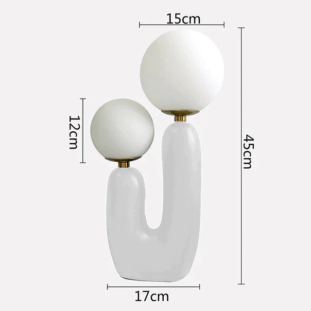 Cactus Design Table Lamp with Milk Glass Globes and LED Innovation