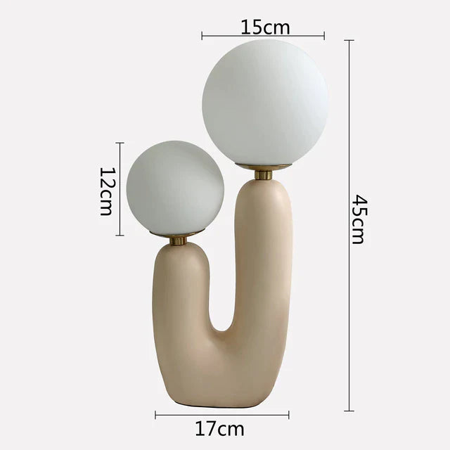 Cactus Design Table Lamp with Milk Glass Globes and LED Innovation