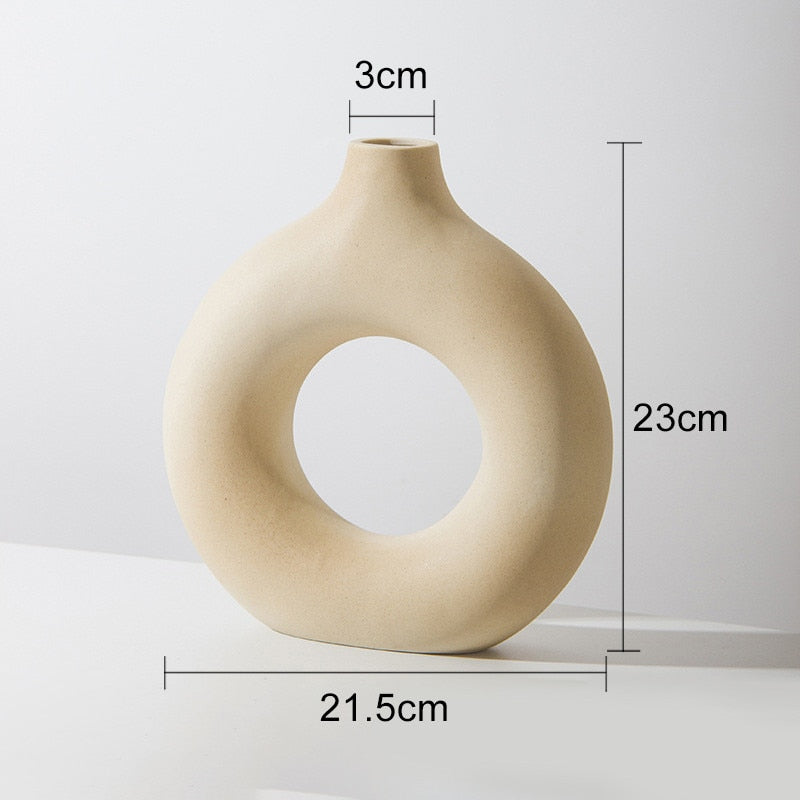 Ceramic Donut Shape Vase for Modern Home Decor