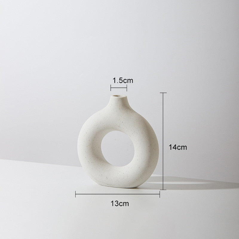 Ceramic Donut Shape Vase for Modern Home Decor