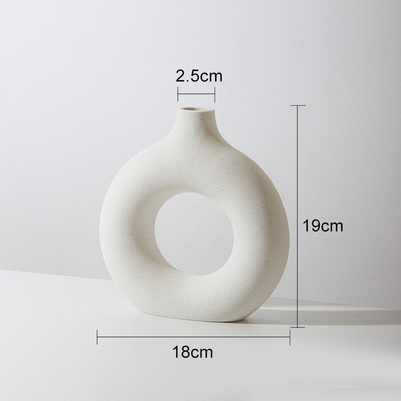 Ceramic Donut Shape Vase for Modern Home Decor
