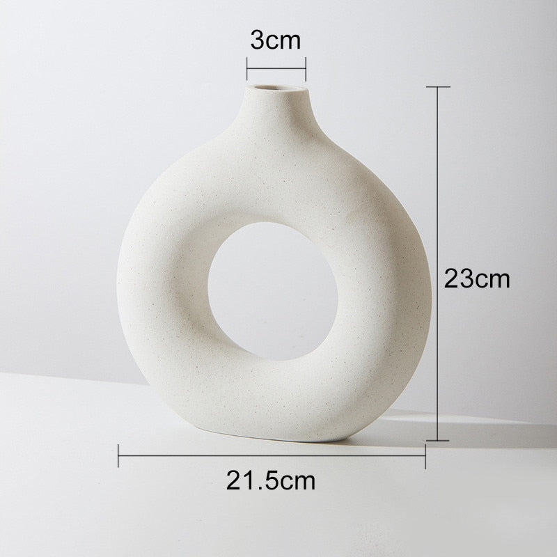 Ceramic Donut Shape Vase for Modern Home Decor