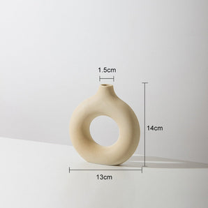 Ceramic Donut Shape Vase for Modern Home Decor