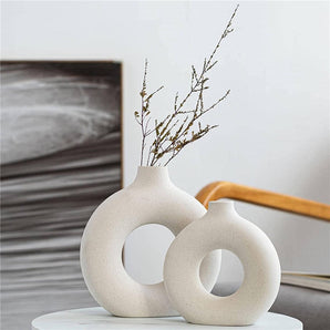 Ceramic Donut Shape Vase for Modern Home Decor