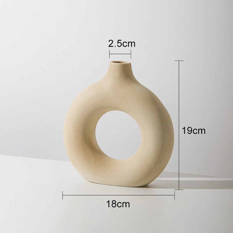 Ceramic Donut Shape Vase for Modern Home Decor