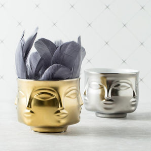 Ceramic Face Design Flowerpot - Modern Succulent Planter