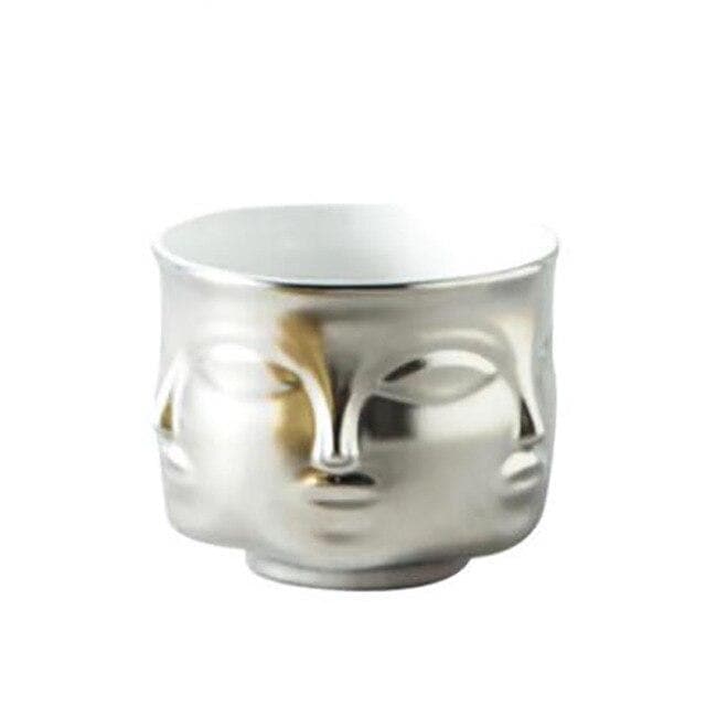 Ceramic Face Design Flowerpot - Modern Succulent Planter