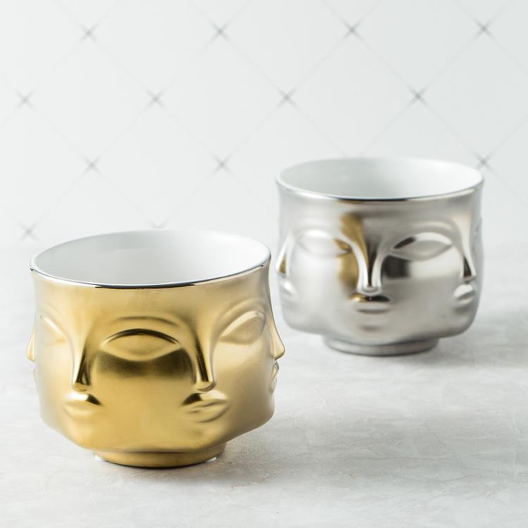 Ceramic Face Design Flowerpot - Modern Succulent Planter