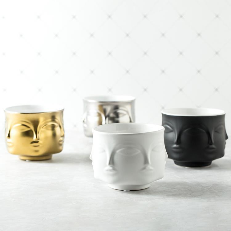 Ceramic Face Design Flowerpot - Modern Succulent Planter