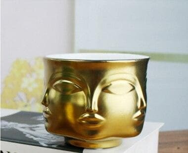 Ceramic Face Design Flowerpot - Modern Succulent Planter