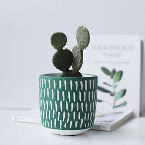 Ceramic Hand-Painted Planters - Textured Designs