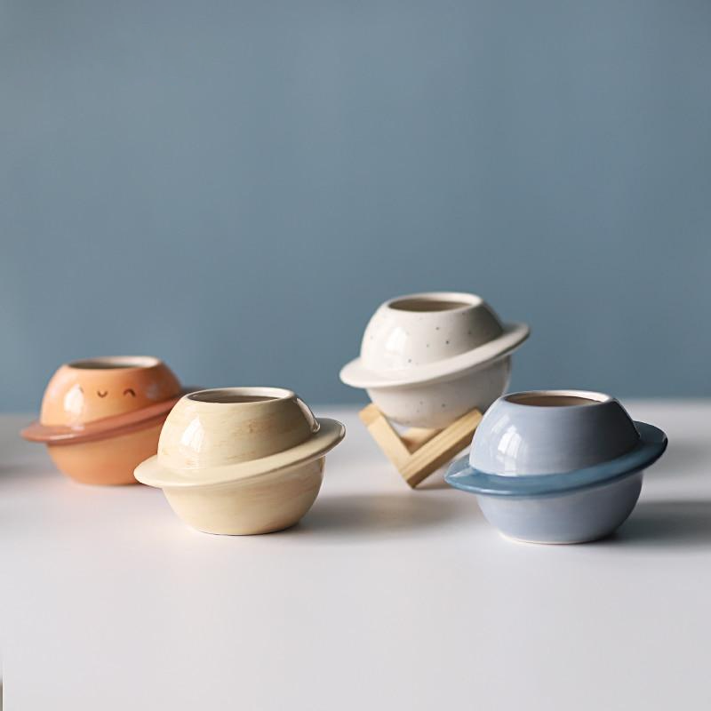 Ceramic Planet Plant Pot - Astral Galaxy Design