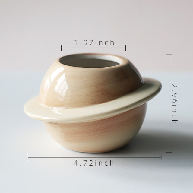 Ceramic Planet Plant Pot - Astral Galaxy Design