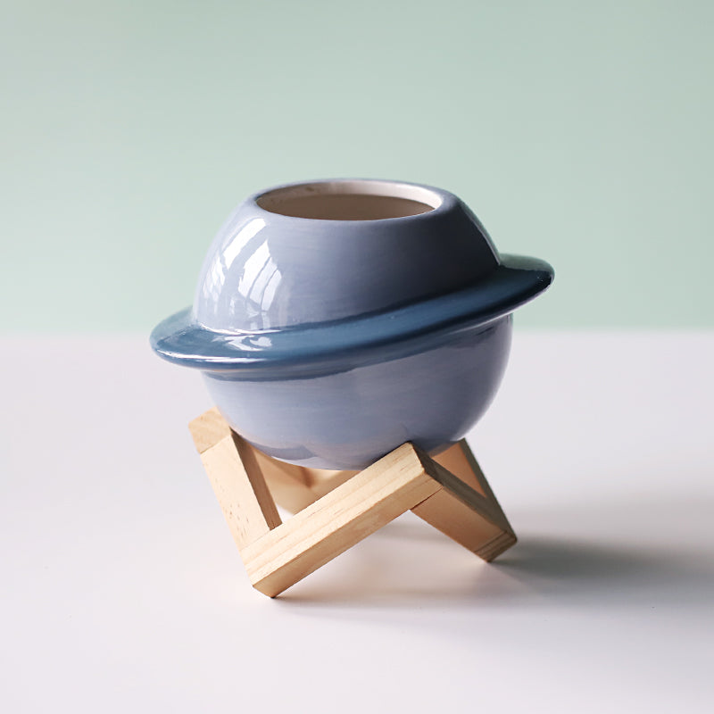 Ceramic Planet Plant Pot - Astral Galaxy Design