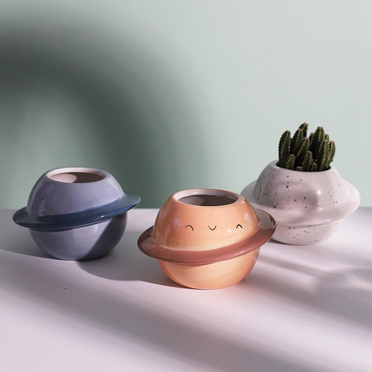 Ceramic Planet Plant Pot - Astral Galaxy Design
