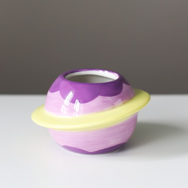 Ceramic Planet Plant Pot - Astral Galaxy Design