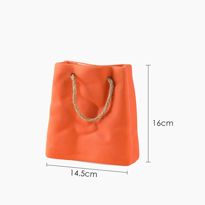Ceramic Vase with Shopping Basket Design